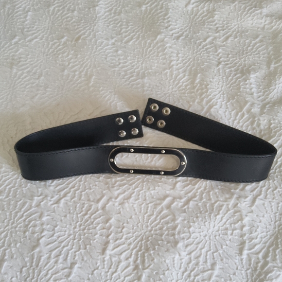 Marni Accessories - Marni Black Belt with Silver Accents